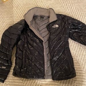 Shiny black puffer from The North Face